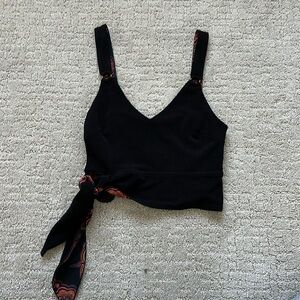 Free People Black Tie Tank with orange trim size S